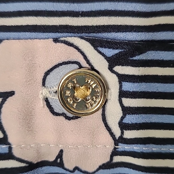 Tommy Hilfiger Navy Blue, Pink & White Striped Floral Button-up Top size 3X - Picture 5 of 9